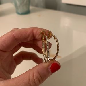 Gold Rhinestone Hoops